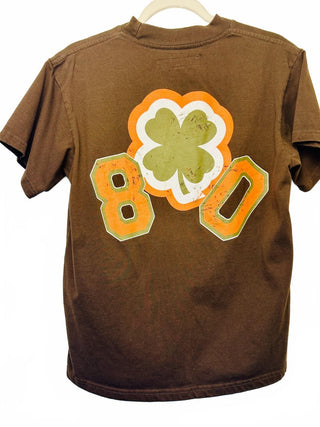 PacSun Brown Graphic T-Shirt with Orange PS and Clover 80