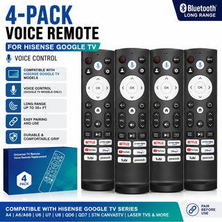 4-Pack Voice Remote for Hisense Google Smart TV Bluetooth 4K ULED QLED A6 U6 U7 U8