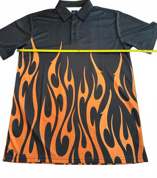 ReadyGOLF Men's Medium Black and Orange Flame Print Golf