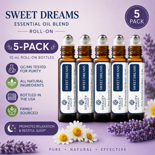 5-Pack Vitality Extracts Sweet Dreams Essential Oil Roll On 10mL Pure Blend