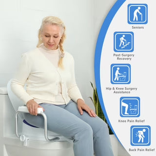Soaids 5" Raised Toilet Seat with Handles Padded Cushion Round 300 lb Seniors