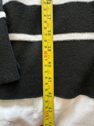 Nine West Black and White Striped Long Cardigan Sweater Size
