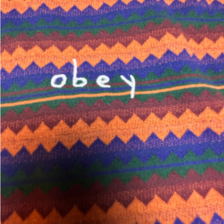 OBEY Men’s XL Striped Long Sleeve Shirt Multicolor 100% Cotton Fair Trade