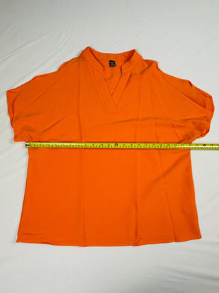 SHEIN Soft & Flowy Orange V-Neck Short Sleeve Top Size Large