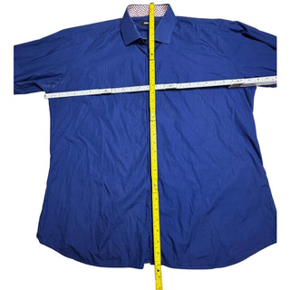 Jared Lang Men’s 17.5 Blue Long Sleeve Dress Shirt Contrast Cuffs