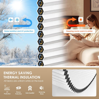 LazBlinds No Drill Cordless Cellular Blackout Shades 32x64 White Honeycomb