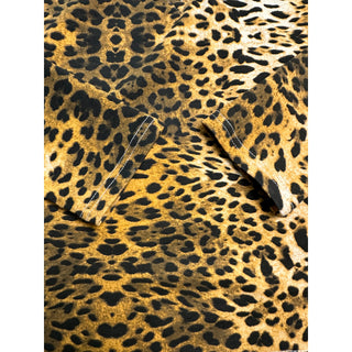 Womens Leopard Print Studded V Neck Long Sleeve Tunic Top Animal Print