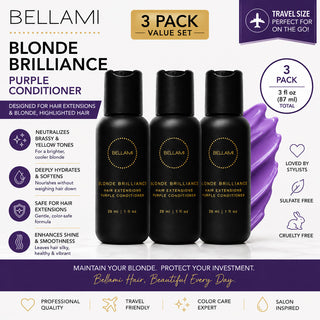 Bellami Blonde Brilliance Purple Conditioner 3-Pack Travel Size 1oz Extensions