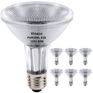 Vinaco PAR30L 60W Halogen Flood Light Bulbs E26 2800K Dimmable 6-Pack 1000LM