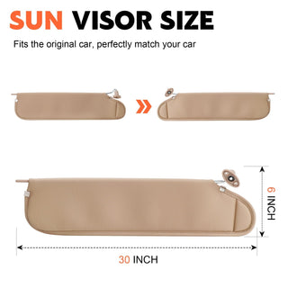 Beige Car Sun Visor Replacement Left Driver Side 30” x 6” Universal Vanity Shade