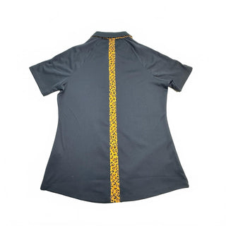 Greg Norman Women's Black Polo Shirt with Leopard Print Accs