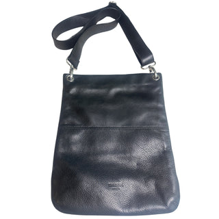 Margot New York Black Genuine Leather Crossbody Bag Double Zip Silver Hardware