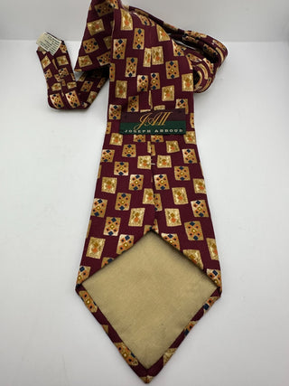 Joseph Abboud Burgundy Silk Tie with Geometric Pattern