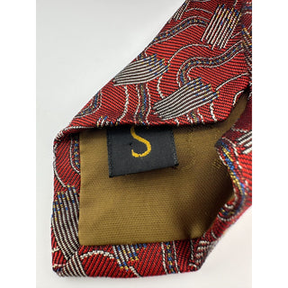 Robert Talbott Studio Silk Tie Red Abstract Geometric Pattern USA Made