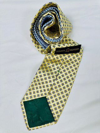 Silk Yellow and Blue Patterned Men's Tie
