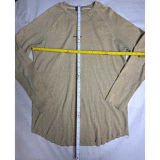RAWGEAR Men’s Large Beige Ribbed Long Sleeve Shirt Raw Hem Gym Athletic