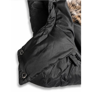 London Fog Womens Small Black Down Puffer Coat Faux Fur Hood Winter Jacket