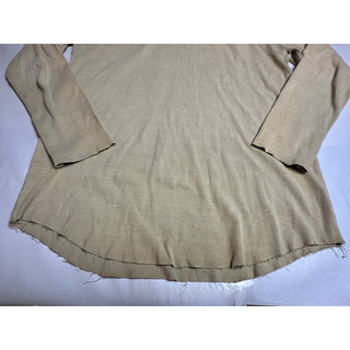 RAWGEAR Men’s Large Beige Ribbed Long Sleeve Shirt Raw Hem Gym Athletic