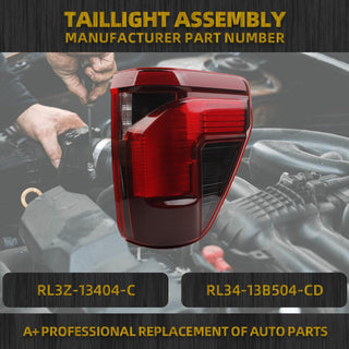 Dasbecan LED Tail Light Assembly for Ford F-150 2021-2023 Truck - Red Smoke Lens