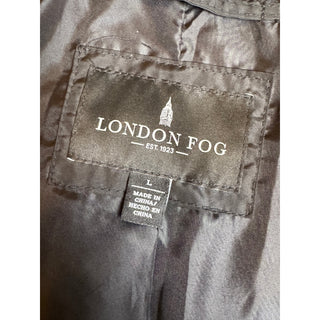London Fog Womens L Black Down Puffer Coat Faux Fur Collar Quilted Winter