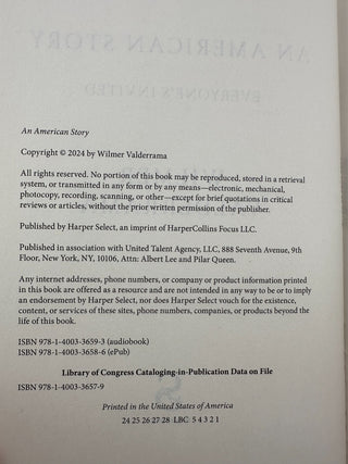 An American Story by Wilmer Valderrama Hardcover Memoir 2024