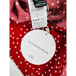 SHEIN Vacay Red Polka Dot Puff Sleeve Dress Women’s Size L EU 40/42, US 8/10 NWT