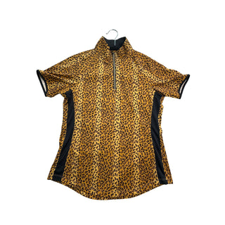 Greg Norman Play Dry Women's S Leopard Print 1/4 Zip Golf Polo Animal Print