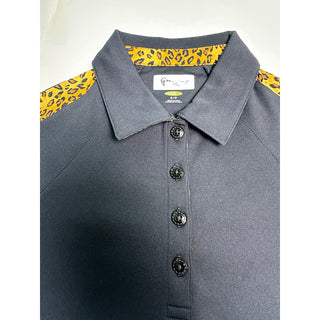 Greg Norman Women S Black Leopard Print Play Dry Golf Polo Shirt
