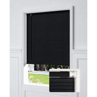 UNISHADES No Drill Cordless Mini Blinds 31" x 64" Black 1" Vinyl Privacy