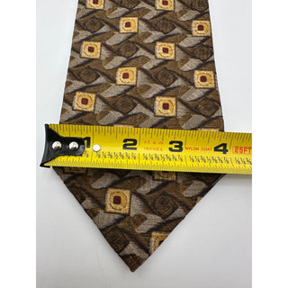Robert Talbott Nordstrom Silk Tie Brown Gold Geometric Abstract USA