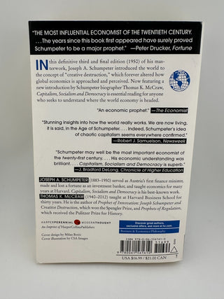 Capitalism, Socialism and Democracy 3rd Ed Joseph A Schumpeter PB Notes