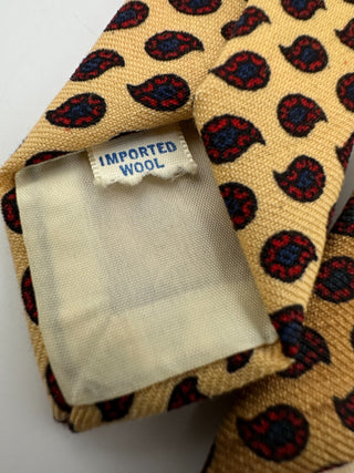 Vintage Magill's Burton Ltd NY Imported Wool Paisley Necktie Beige Red Blue Read