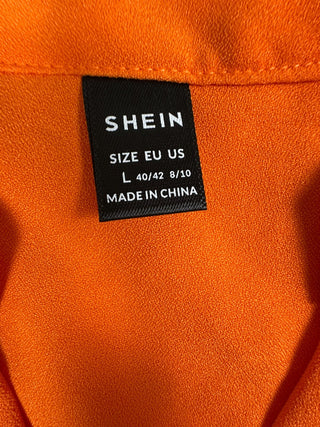 SHEIN Soft & Flowy Orange V-Neck Short Sleeve Top Size Large
