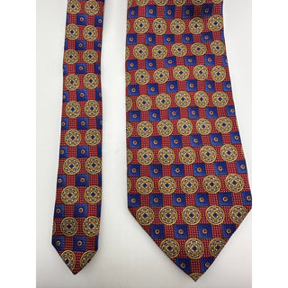 Robert Talbott Best of Class Silk Tie Red Blue Medallion Geometric USA 58