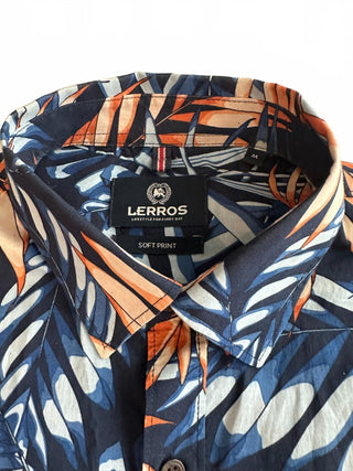 Lerros Men's Soft Print Tropical Button-Up Shirt Medium