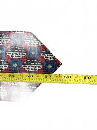Guy Laroche Red Geometric Silk Tie Vintage Designer Montreal Made in Canada
