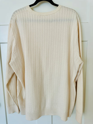 Cream Men's Crew Neck Sweater 50% Merino Wool 50% Acrylic L