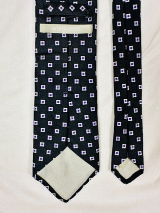 Preppy Nordstrom 100% Silk Tie Black Purple Geometric 59"