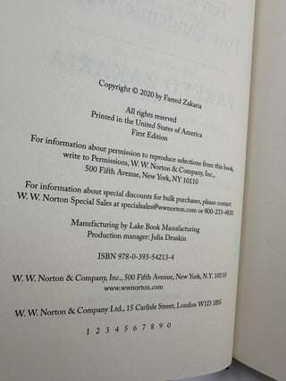 Ten Lessons for a Post-Pandemic World Fareed Zakaria HC 2020 Norton Politics
