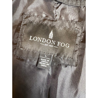 London Fog Womens L Black Down Puffer Coat Faux Fur Collar