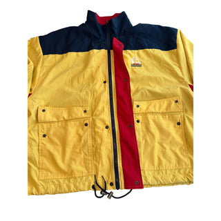 Vintage Ash City Outerwear XL Yellow Navy Sailboat Windbreaker Jacket