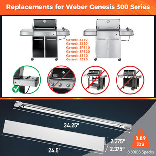 QuliMetal Weber Genesis E310 E320 S310 S320 Burner Tubes Flavorizer Bars 304 SS