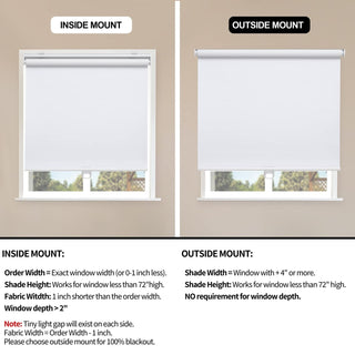 Cordless White Roller Shade Window Blind for Child and Pet Safety 30.5x72"