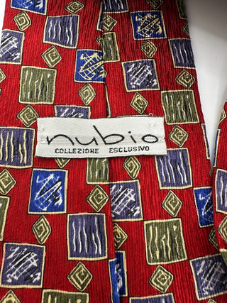 Nubio Collezione Esclusivo Red Patterned Silk Tie Made in USA