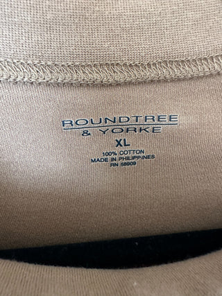 Roundtree & Yorke Men's XL Long Sleeve Cotton Shirt Tan Crew