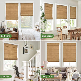 LazBlinds 20x64 Cordless Bamboo Roman Shade Room Darkening Highfield Teak