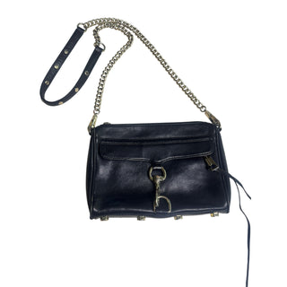 Rebecca Minkoff Mini MAC Black Leather Crossbody Bag Gold Chain Studded Strap