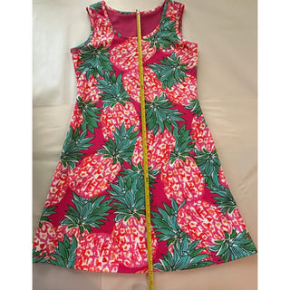 Women's Pink Pineapple Print Sleeveless A-Line Dress Tropical Summer Shift