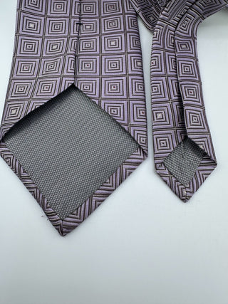Giovanni Seta Studio Collection Silk Tie Lavender Geometric Squares Italy