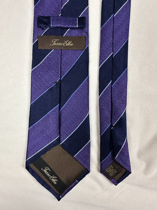 Tasso Elba Purple and Navy Striped Silk Tie - Formal Men's